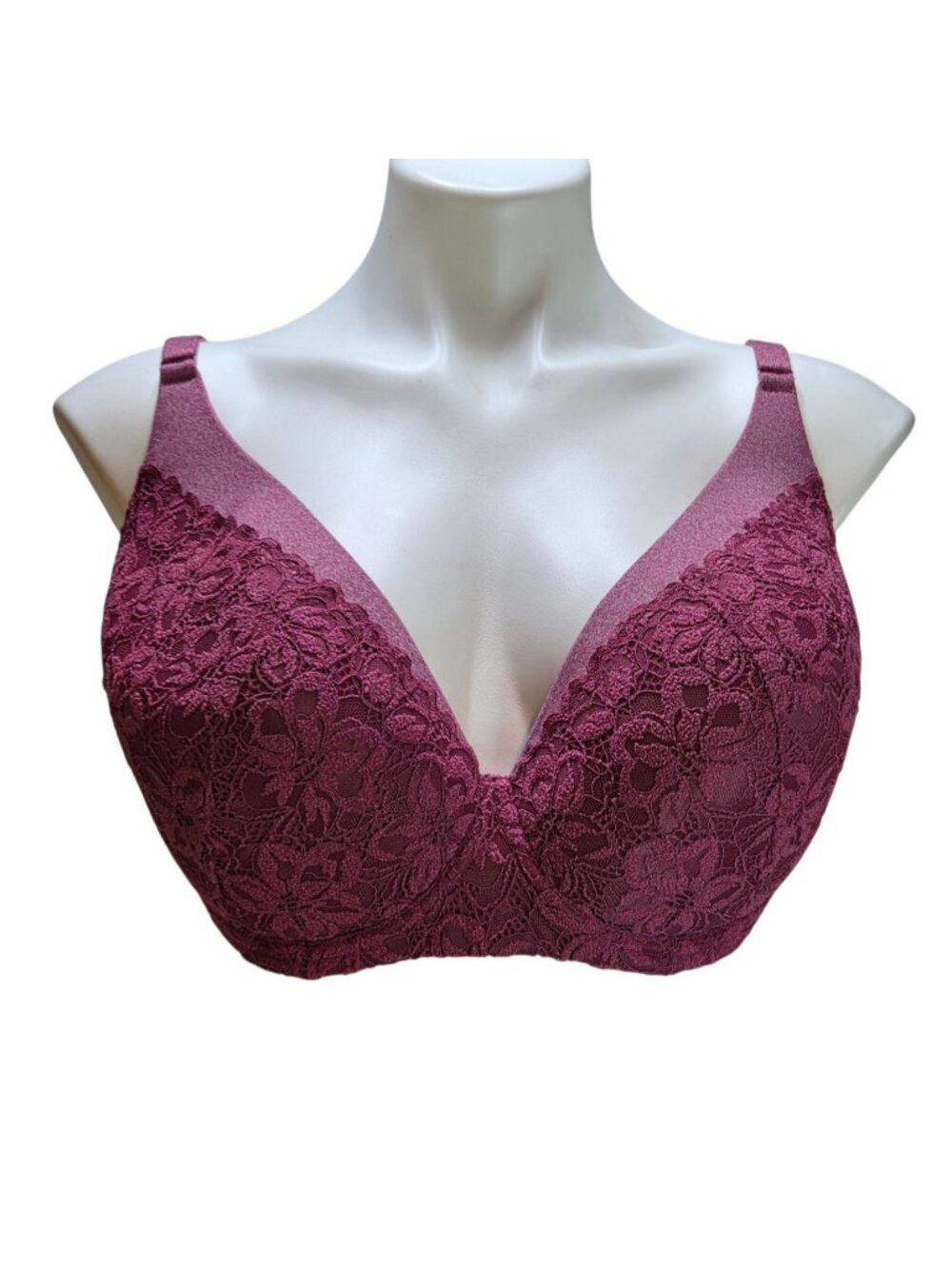 Torrid Curve Wireless 360 Back Smoothing Deep V Plunge Bra Red Burgundy 40DD
